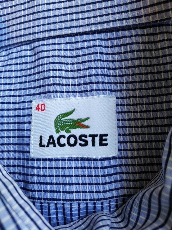 Рубашка серая клетка LACOSTE коттон р-р 40(состояние нового), фото №9