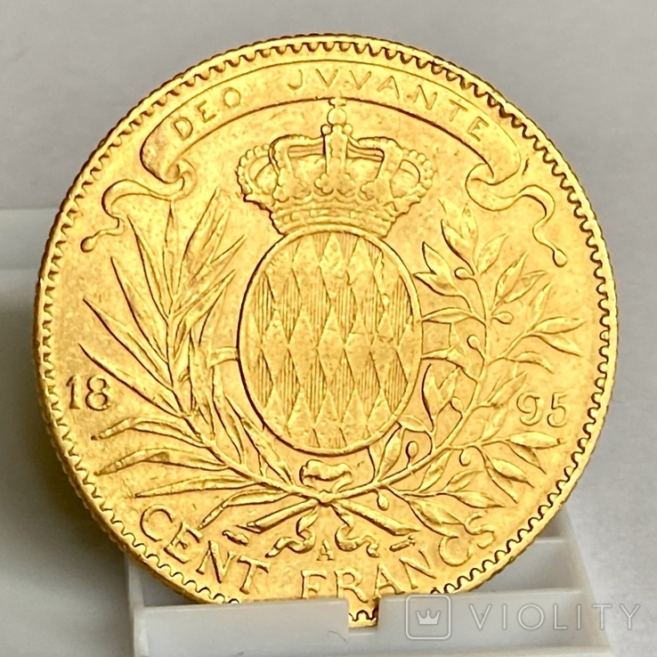 100 франков. 1895. Альберт I. Монако (золото 900, вес 32,21 г), фото №12