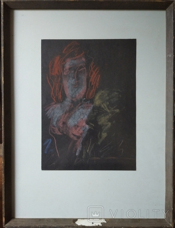 "Женский портрет" б.пастель, 40х29 см. Валентин Хрущ (1943-2005)