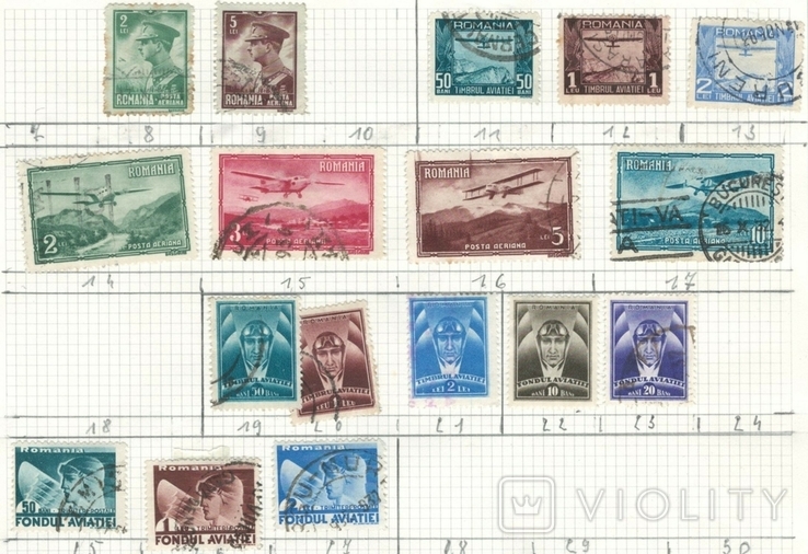 90 Румыния 1930-1948, 27 марок авиапочты на 2 листах (53 евро)