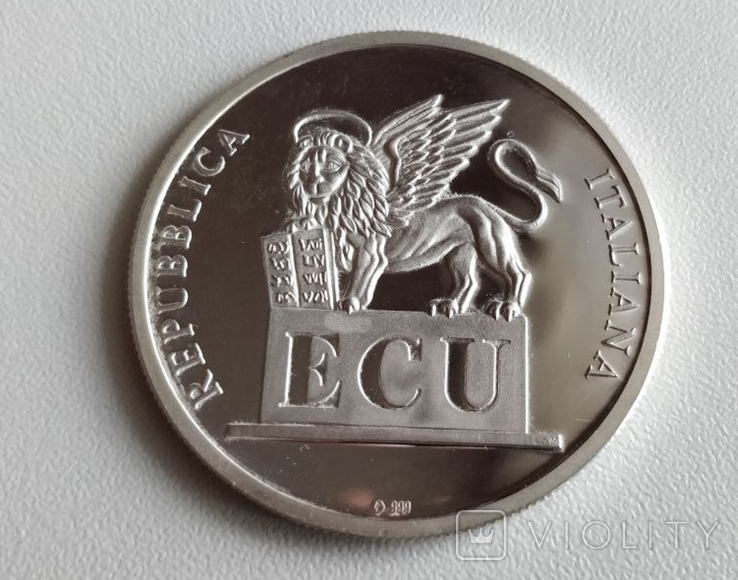 Монета ЭКЮ Италия Серебро 999, фото №3