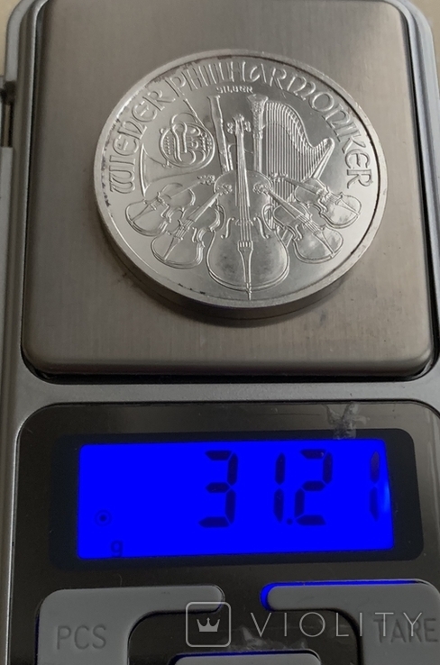Монета Австрии, серебро 1 унция, Венская Филармония 1,5 Евро 2009 год, фото №4