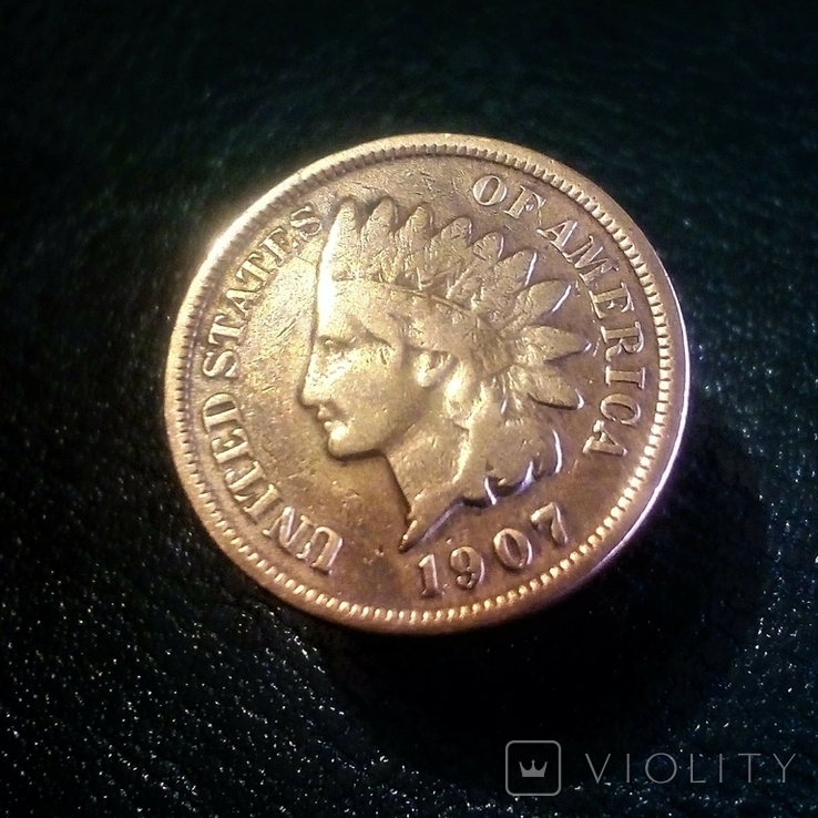 1 цент 1907 года,США."Indian Head Cent", фото №4