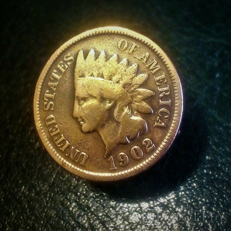 1 цент 1902 года,США."Indian Head Cent"