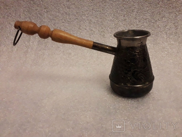 Мідна турка з дерев'яною ручкою, фото №2