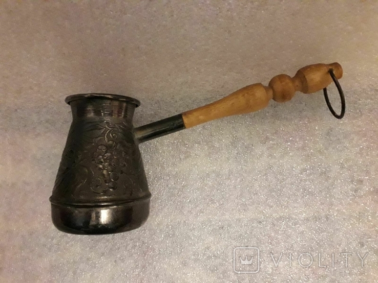 Мідна турка з дерев'яною ручкою, фото №3