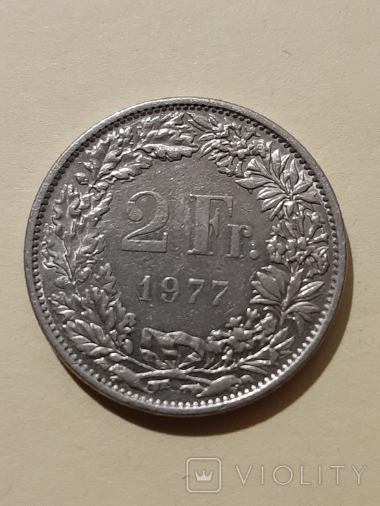 2 франка 1977 года, фото №3