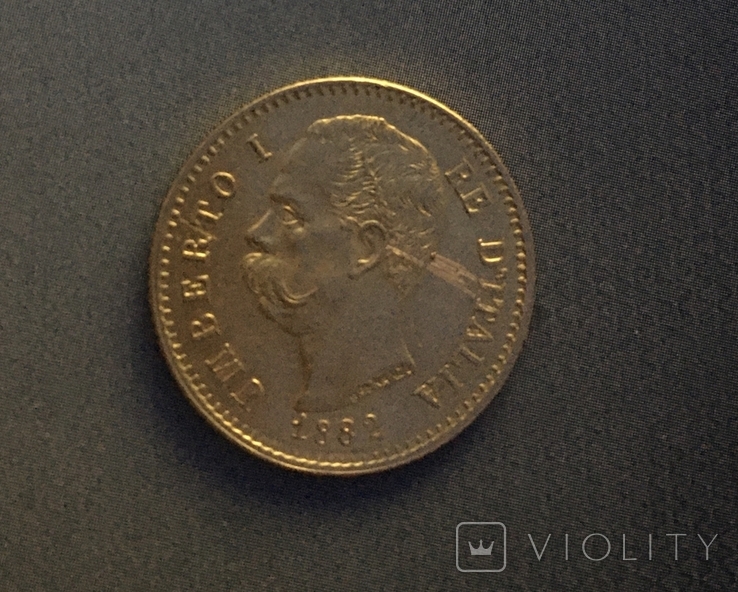 Золотая монета 20 лир Umberto 1882 г