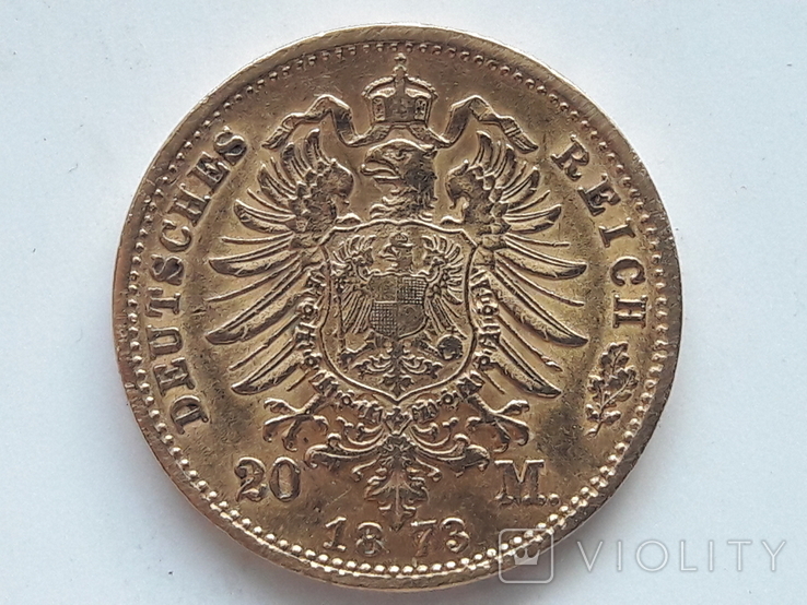 20 марок 1873 г. Саксония, фото №3