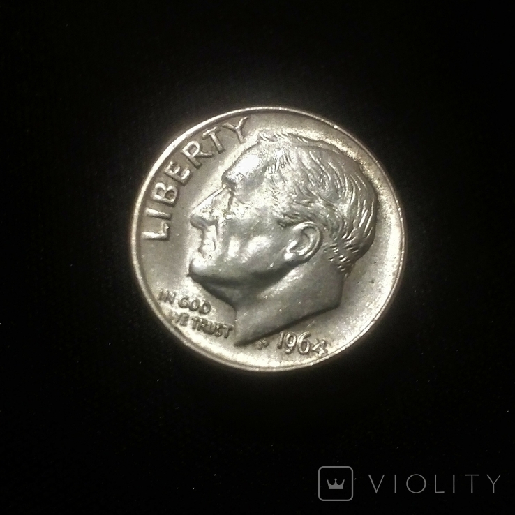 1 дайм,США (10 центов ) 1964 год. Серебро .