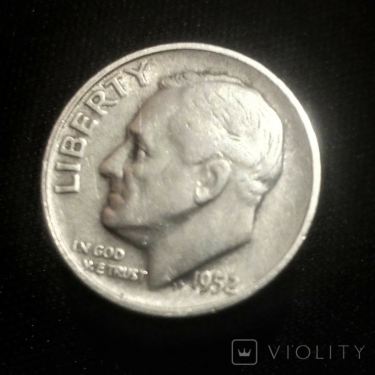1 дайм,США (10 центов ) 1952 год. Серебро.