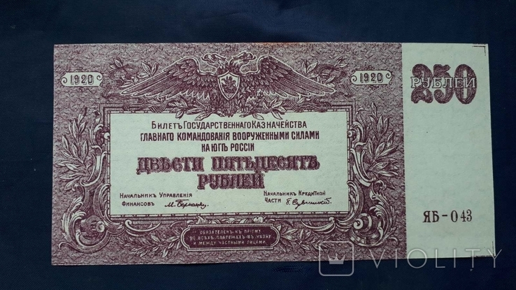 250 рублей Билет Государственного Казначейства 1920г.