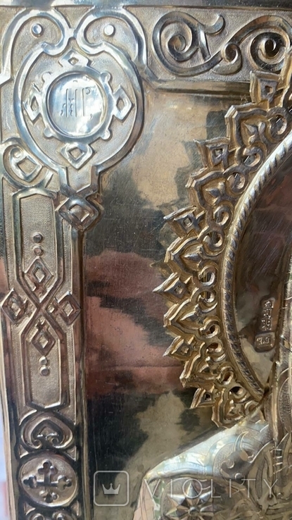 Икона Божьей матери Иверская В серебряном окладе,84 проба 1863 год, фото №5