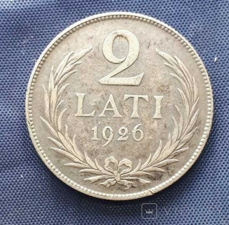 2 лата Латвия 1926г. серебро, фото №2