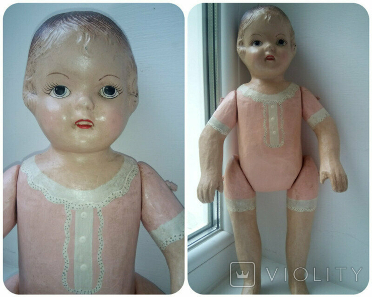Старинная кукла композит папье маше 40см, фото №2