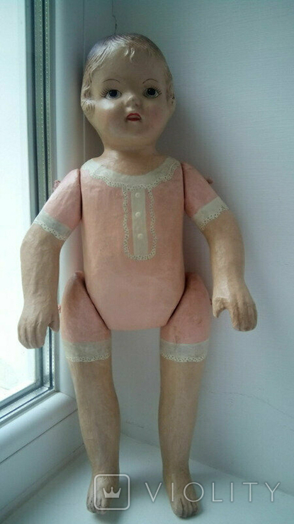 Старинная кукла композит папье маше 40см, фото №3