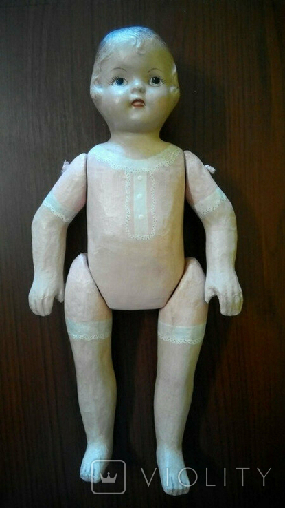 Старинная кукла композит папье маше 40см, фото №6