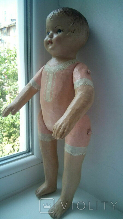 Старинная кукла композит папье маше 40см, фото №12