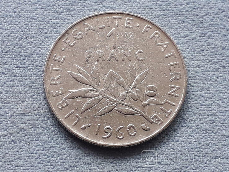 Франция 1 франк 1960 года, фото №2