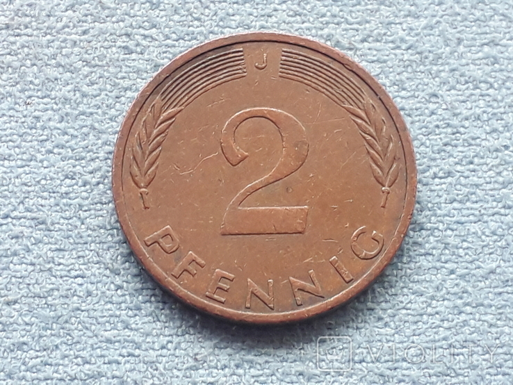 Германия 2 пфеннига 1972 года J