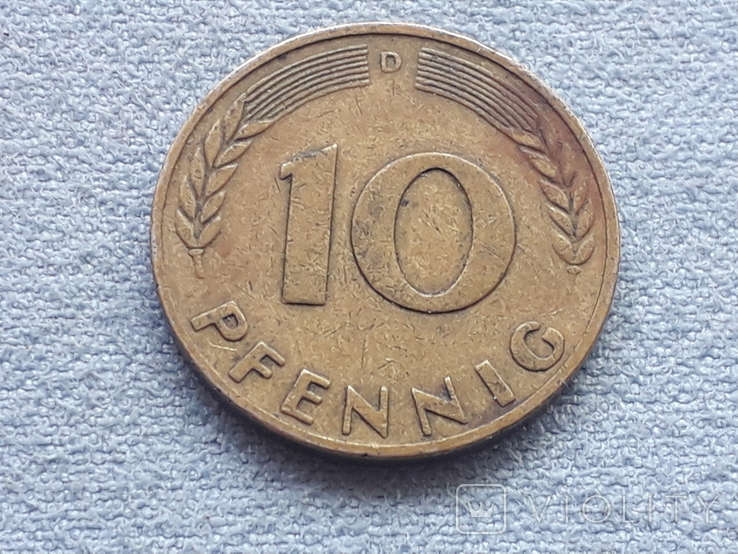 Германия 10 пфеннигов 1949 года D, фото №2