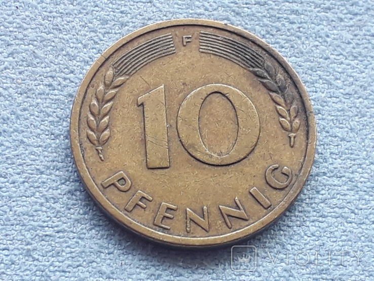 Германия 10 пфеннигов 1950 года F, фото №2