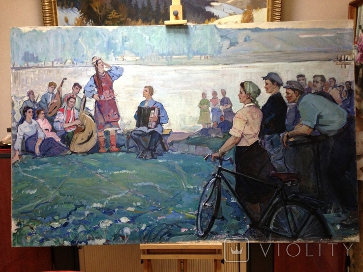 Жанровая картина Песни над Днепром 1960 е Заслуженный художник Украины, фото №2