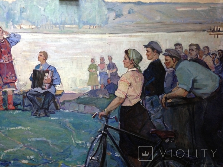 Жанровая картина Песни над Днепром 1960 е Заслуженный художник Украины, фото №5
