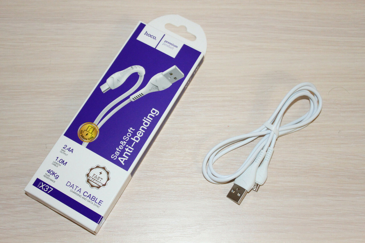 Кабель HOCO X37 micro Usb White для зарядки и передачи данных 1м PVC материал, фото №2