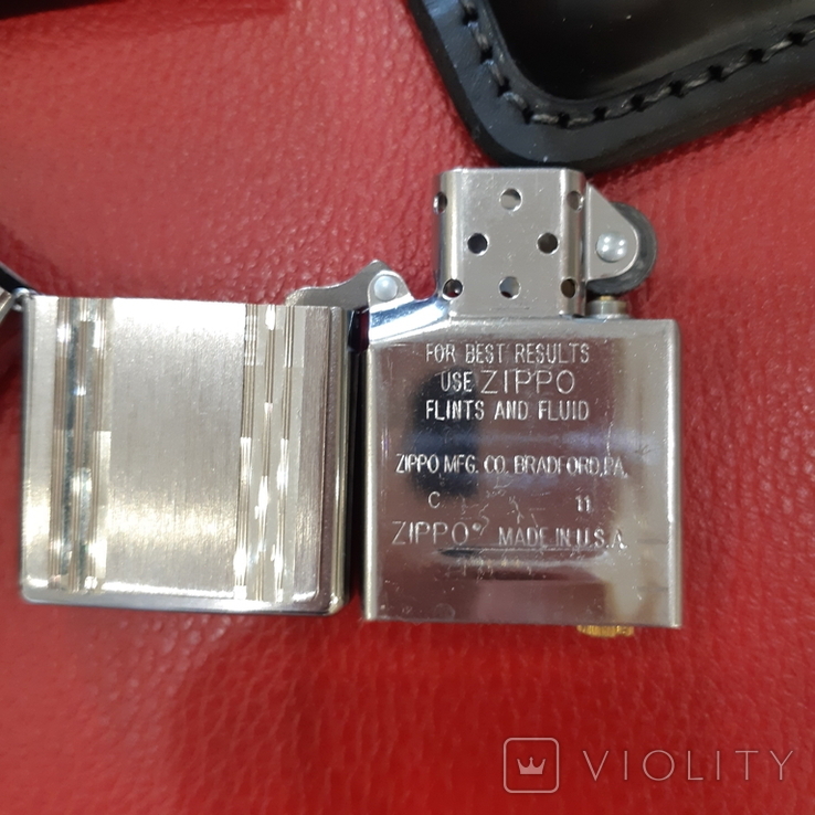 Набор Зажигалка Zippo 24994 DIAMOND STRIPES ,родной чехол,ватки., фото №8