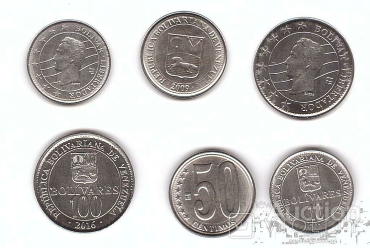 Venezuela Венесуэла - 10 шт х набор 3 монеты 10 50 100 Bolivares 2009 - 2016, фото №3