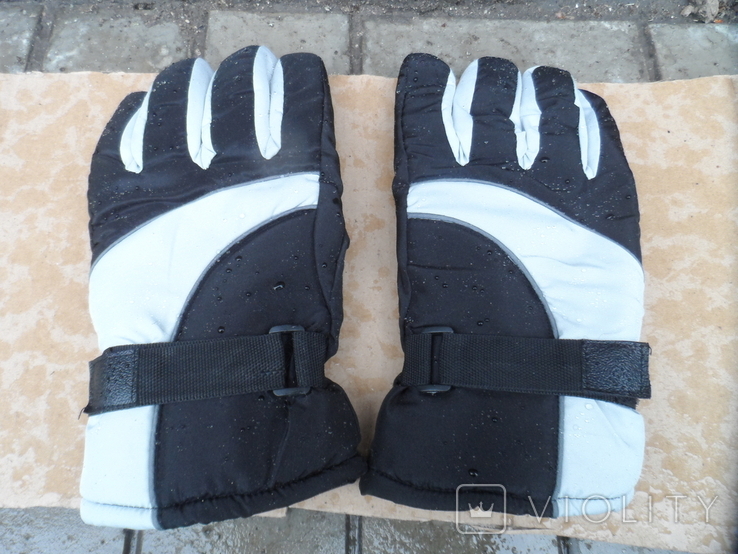 Перчатки зимние черно-серебристые, фото №3