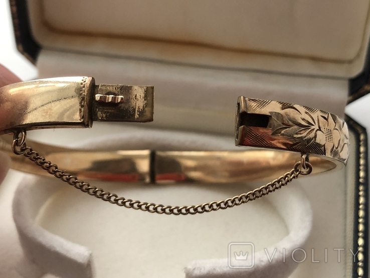 Вінтажний браслет метал з позолотою та іменним гравіюванням, фото №6