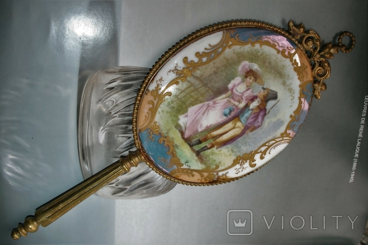 Зеркало старинное бронза фарфор франция 19 век, фото №8