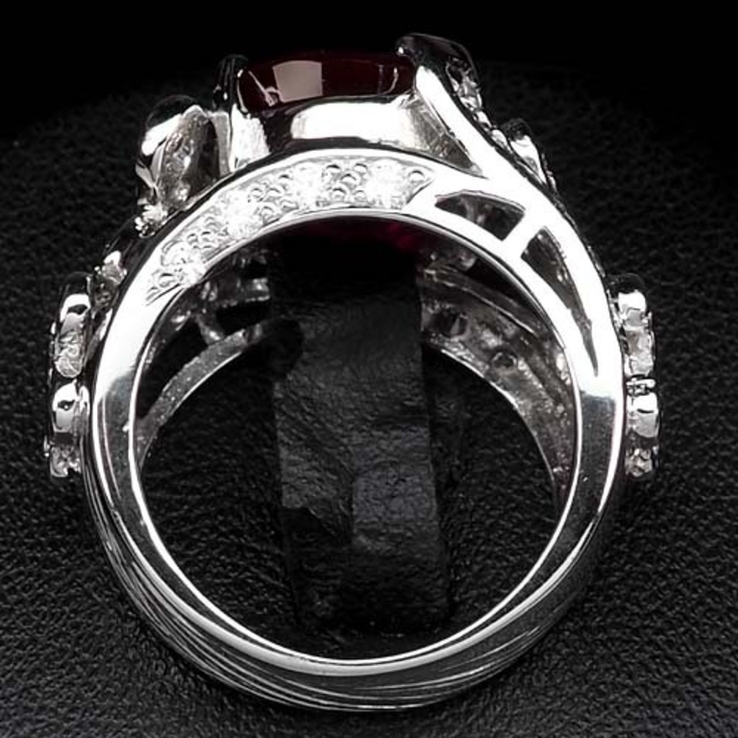 Кольцо серебряное 925 натуральный рубин, белый сапфир., photo number 5