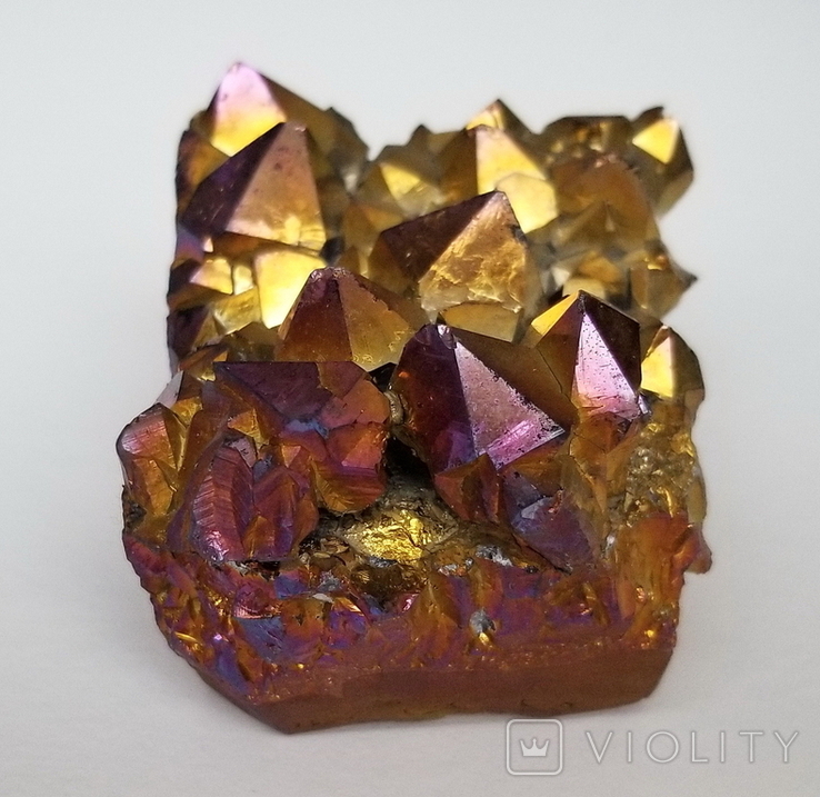 Друза кристаллов кварца с напылением титаном и висмутом, 242 г, фото №8