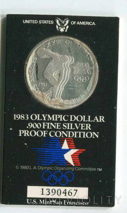 США 1 доллар 1984 XXIII Летние Олимпийские игры 1983 года в Лос-Анжелесе. Монетный двор S