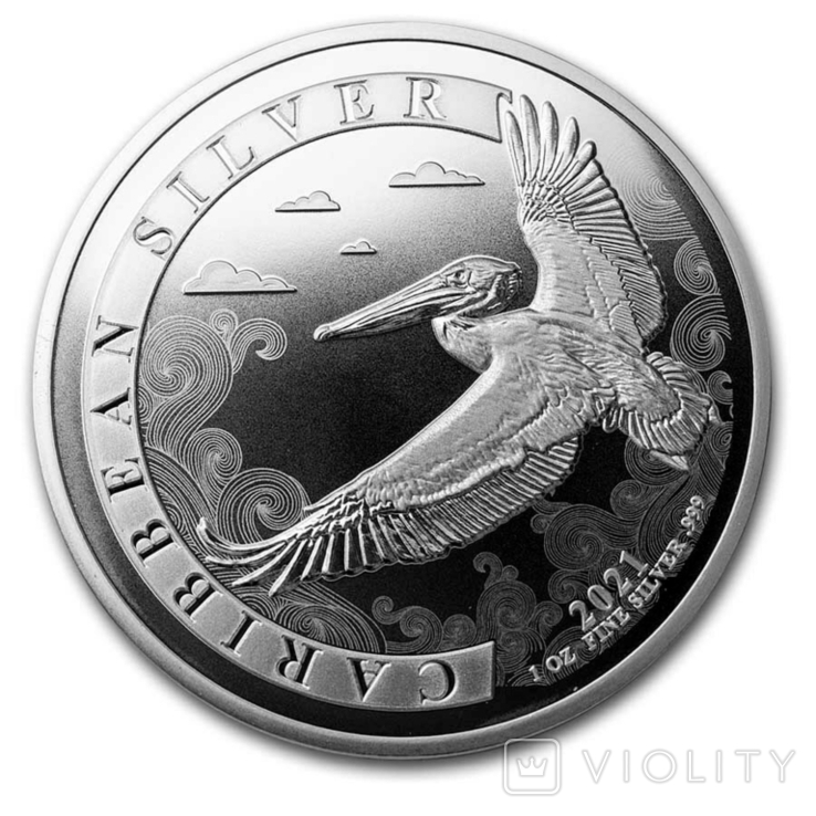 Новинка. Пеликан 1 доллар 2021 Серебро 1oz 999 "Птицы Барбадоса" Apmex, фото №2