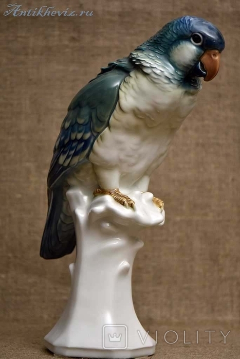 Karl Ens 1930г. Фарфоровая статуэтка Попугай Германия, фото №2