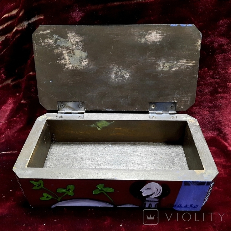 Скринька з дерева, розписана вручну маслом, фото №5
