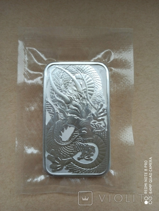 Срібний злиток Дракон 2021 Австралія 1 унція, фото №10