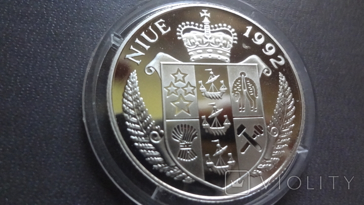 5 долларов 1992 Ниуэ Парусник Баунти серебро (Ж.3.16)~, фото №5
