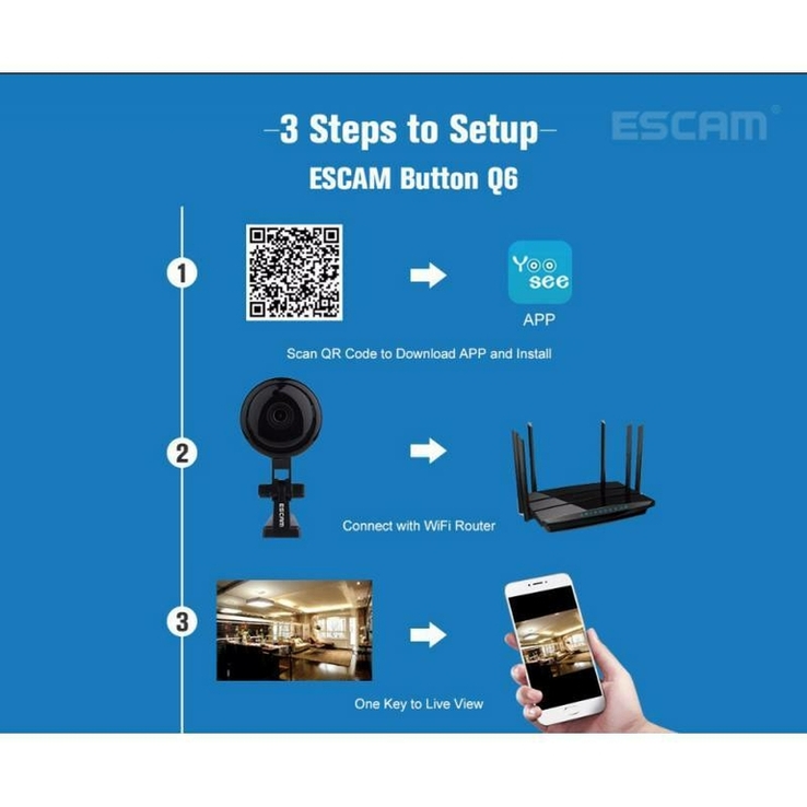 WiFi мини камера ESCAM Q6 (кнопка), фото №8
