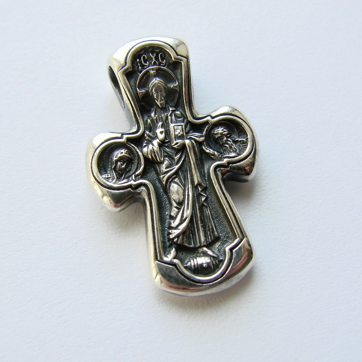Православный серебряный (925) крест Деисус. Божия Матерь Никопея, фото №3