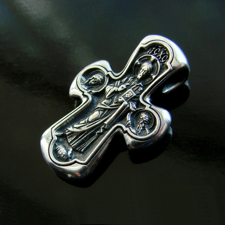 Православный серебряный (925) крест Деисус. Божия Матерь Никопея, фото №7