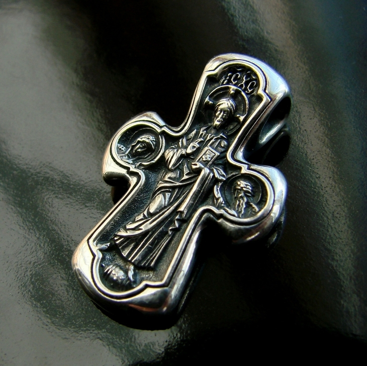 Православный серебряный (925) крест Деисус. Божия Матерь Никопея, фото №8