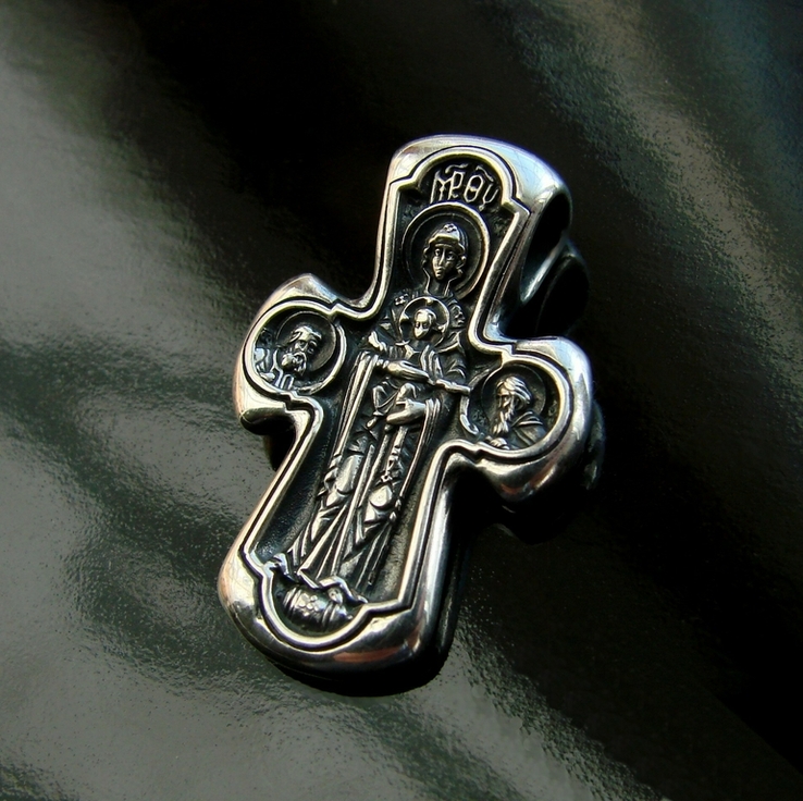 Православный серебряный (925) крест Деисус. Божия Матерь Никопея, фото №9