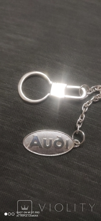 Срібний брелок для авто Audi, фото №5