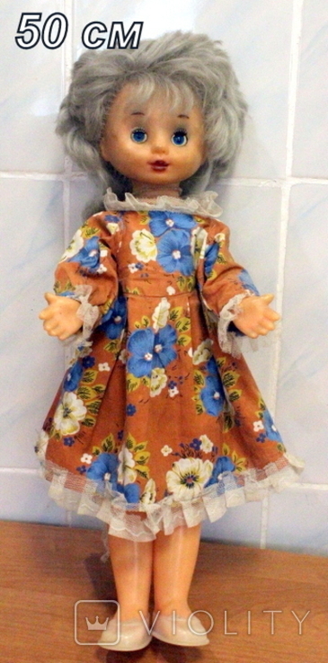 Кукла пластик (50 см) времен СССР (лицо-резина) в родной одежде
