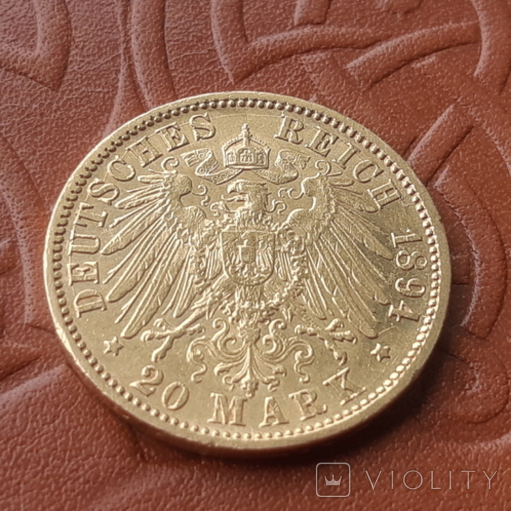 20 марок 1894 Баден. Золото, numer zdjęcia 6